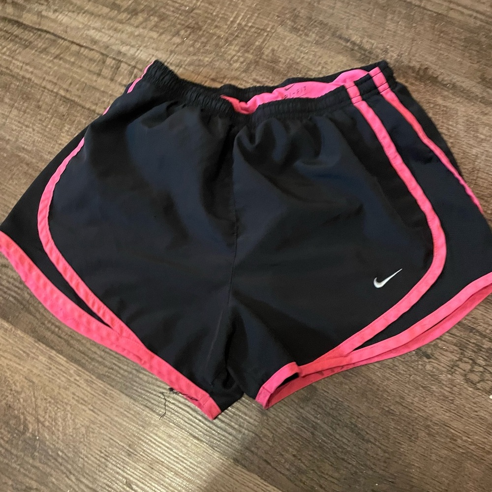 Nike Black and Pink Athletic Shorts with Moisture-Wicking Fabric